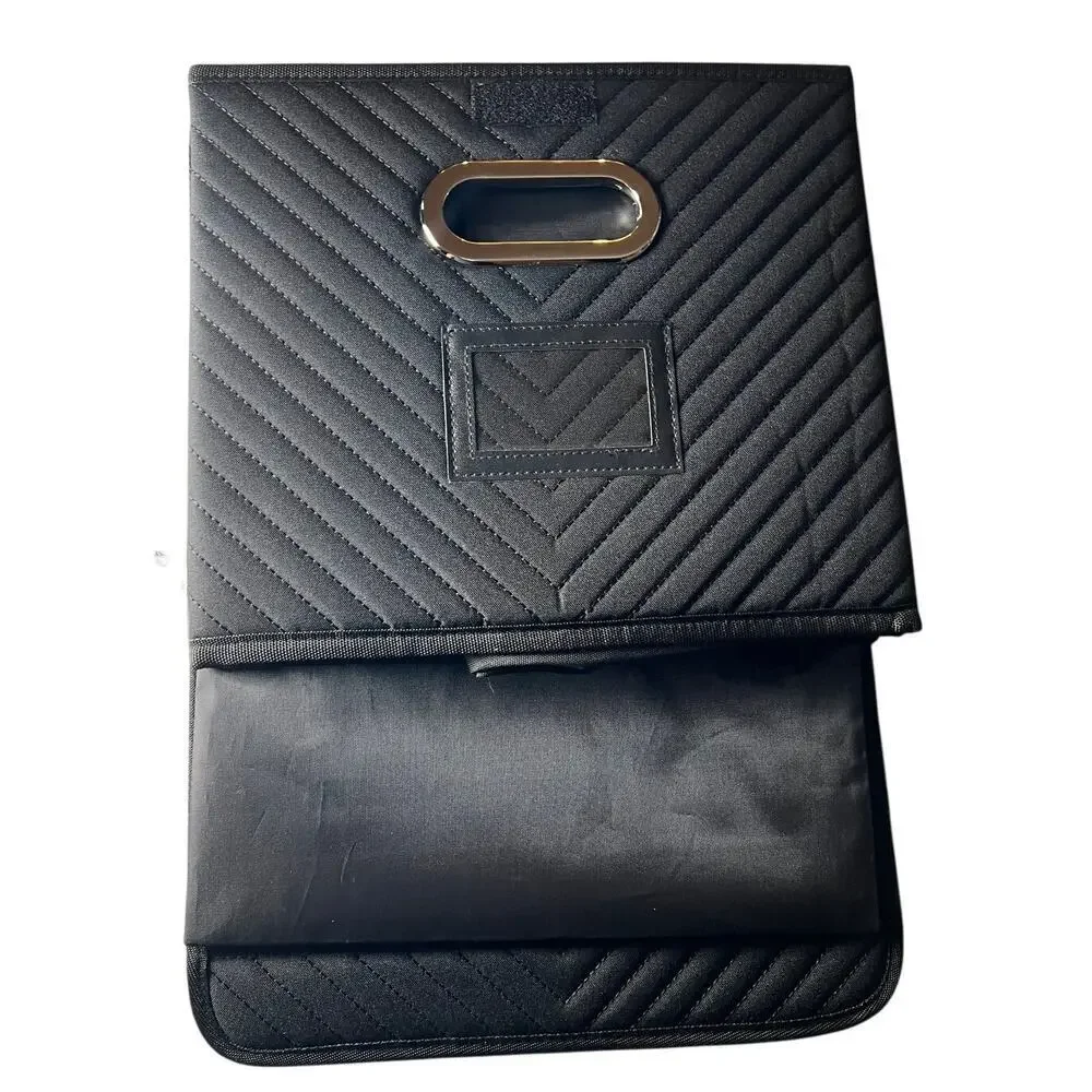 File Box Storage Hanging Organizer With Pocket Faux Leather Folder Lid New